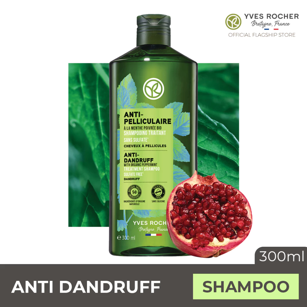 23% OFF Yves Rocher Anti Dandruff Treatment Shampoo with Organic Peppermint - 300ml Eliminates Dandruff