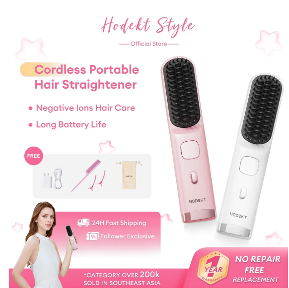 50% OFF HODEKT Cordless Hair Straightener Comb Portable Electric Hair Curler ​Comb