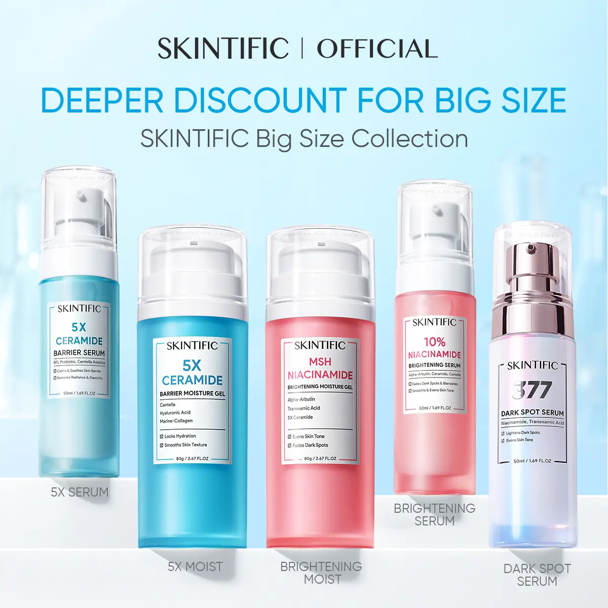 86% OFF [Big Size] Skintific 5x Ceramide Barrier Moisture Cream FDA Approved Moisturizer Repair Skin Barrier Skincare Sensitive Hydrating Gel Niacinamide Brightening Serum&Niacinamide Brightening Gel
