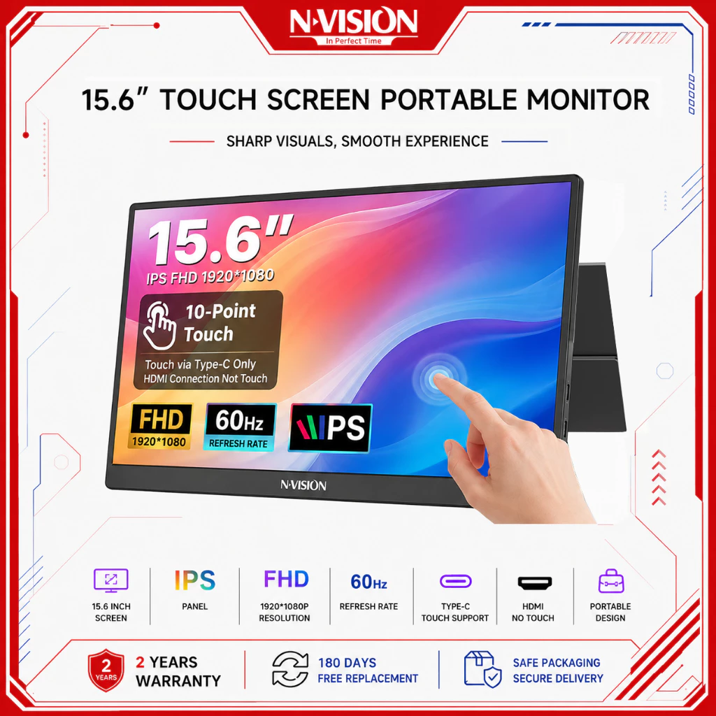 53% OFF Nvision 15.6" Touch Screen Portable Monitor FHD IPS Panel 60HZ Screen Extender Monitor N16X1-H