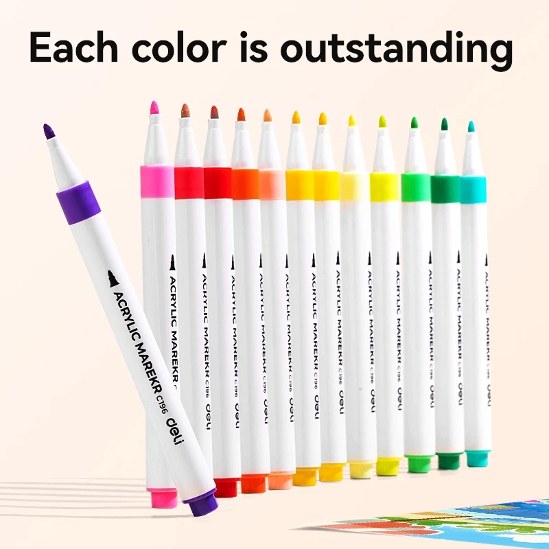 26% OFF Deli C196 Multi Purpose Acrylic Marker 12/24/36/48 Colors with Case