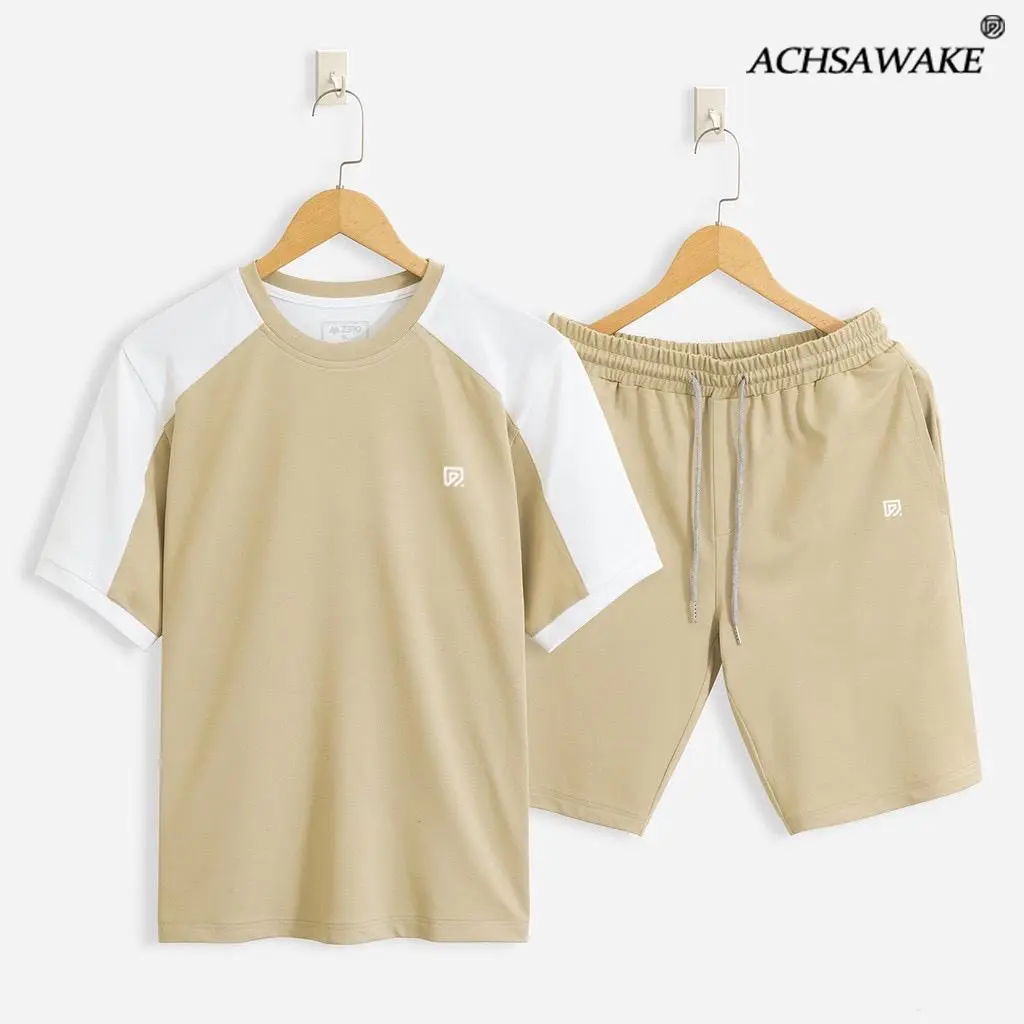 50% OFF ACHSAWAKE Men's Suits Korean Shirt for Men Outfit Aesthetic Short Sleeve Set