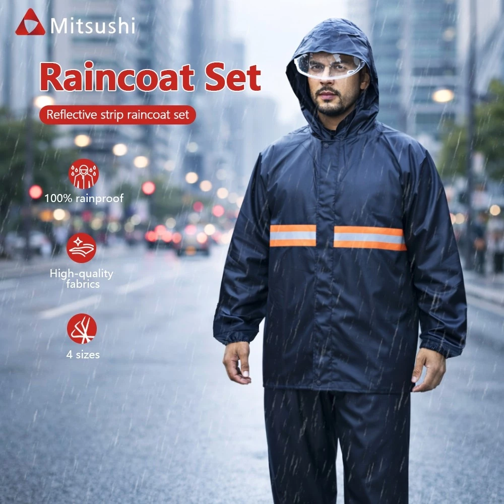 67% OFF Mitsushi Outdoor Waterproof Raincoat Set Motorcycle Raincoat With Reflective Strip Reusable