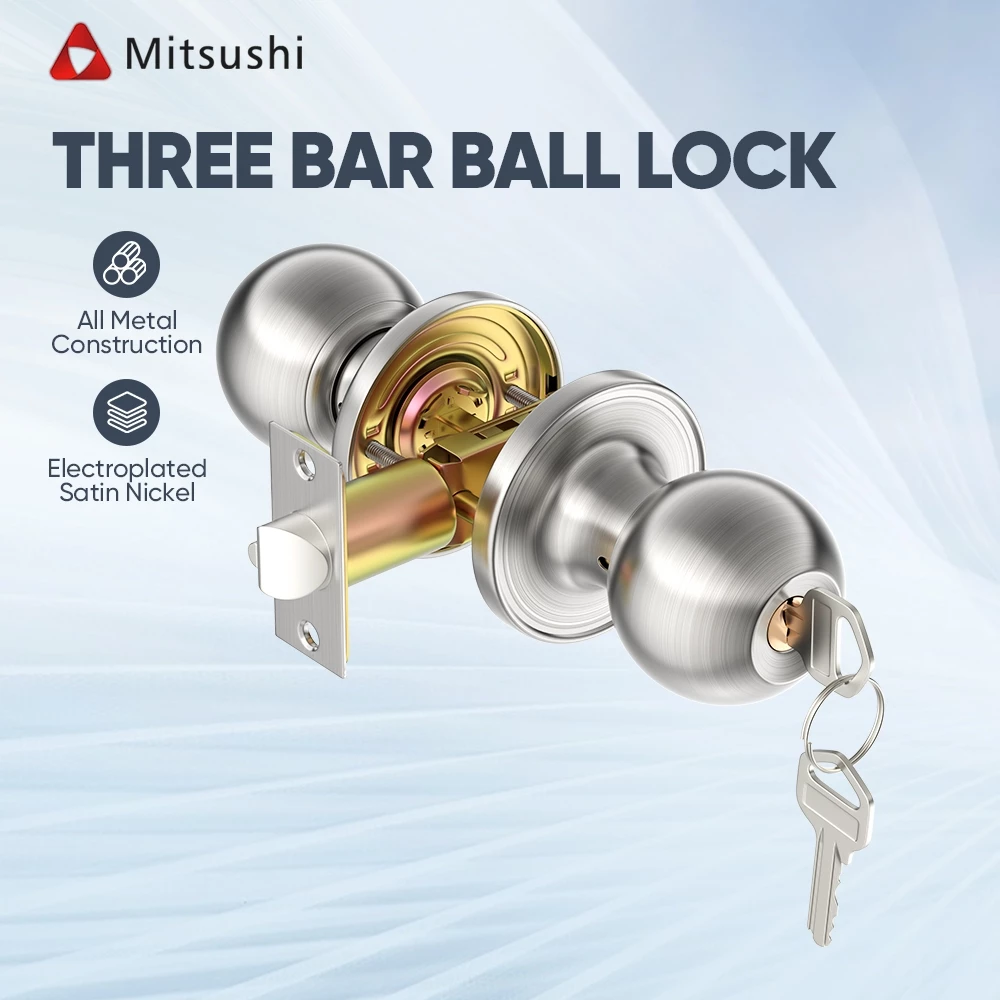 60% OFF Mitsushi Bronze three bar ball lock bedroom door lock with round handle and 2 keys