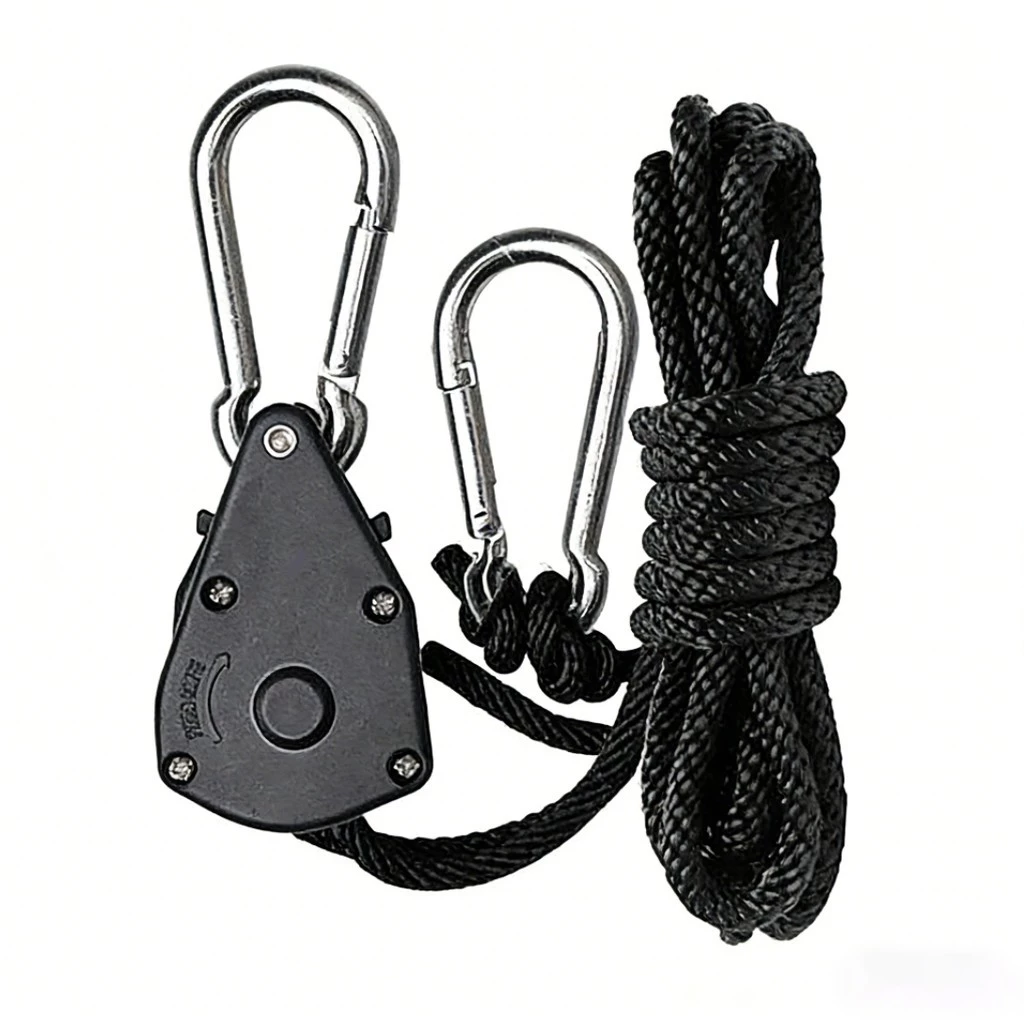 58% OFF 2M Adjustable Tie Down Rope Ratchet 150lb Capacity Heavy Duty Carabiner Hook Clip for Outdoor