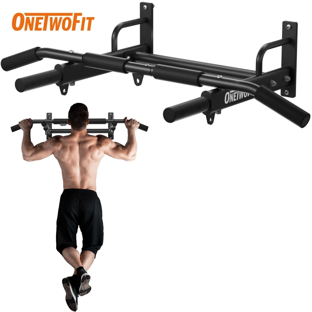 50% OFF OneTwoFit Wall Mounted Pull Up Bar with More Stable 6-hole Design for Indoor and Outdoor Use Training Equipment Heavy Duty Fitness Home
