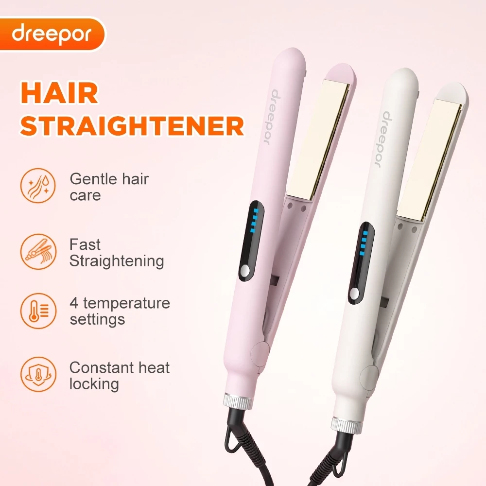43% OFF Dreepor Hair Straightener Flat Iron Ceramic Plates 4 Heat Settings 2 in 1 Curling Styling Tool