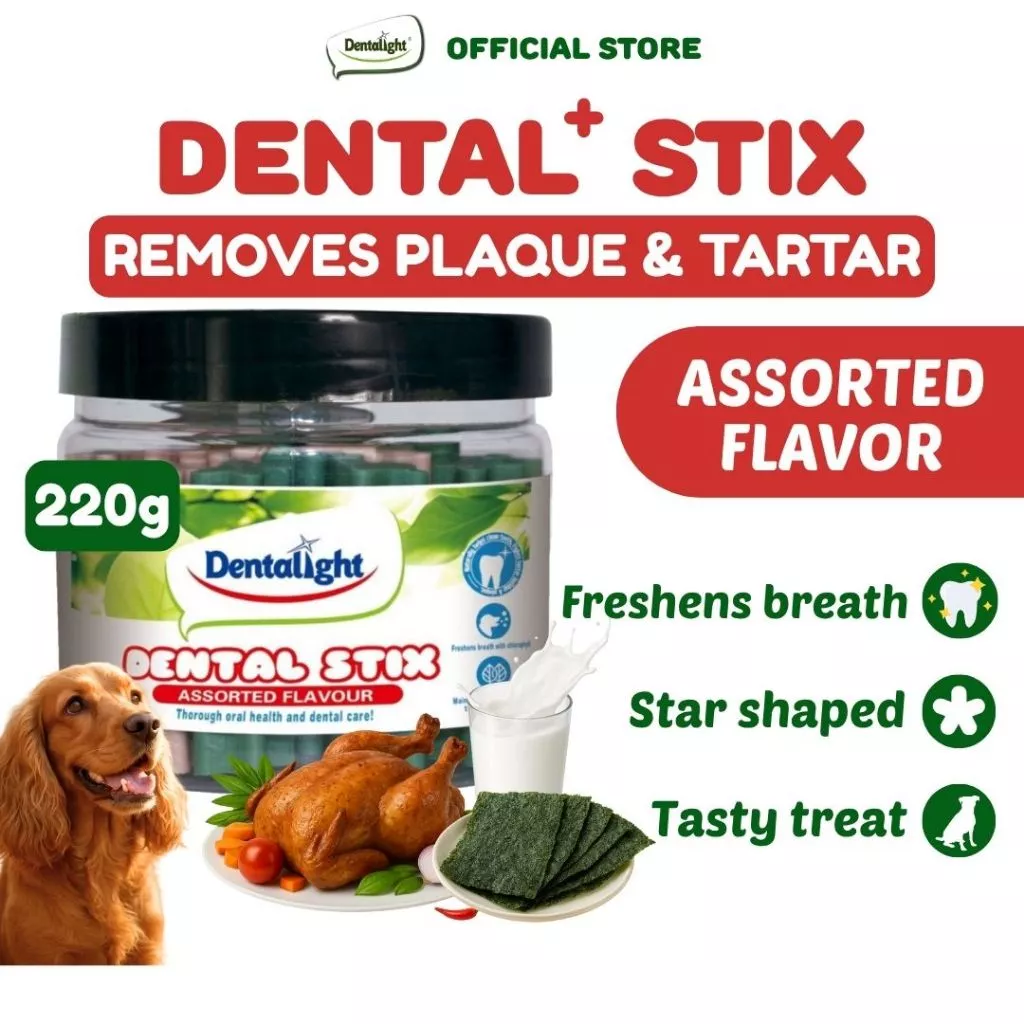 13% OFF Dentalight Dental Stix Assorted Flavor - Chicken, Calcium Milk, Seaweed 220g