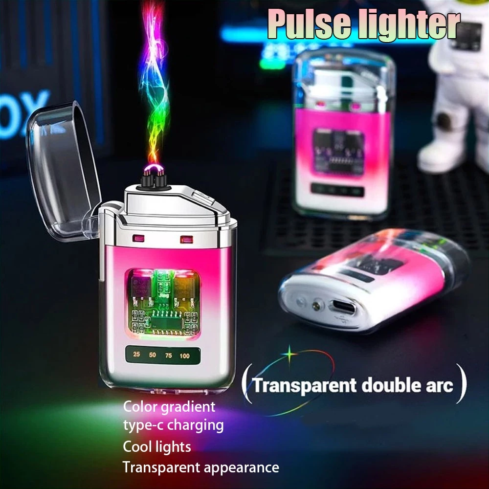 52% OFF USB Rechargeable Work Light Keychain Arc Lighter Flashlight Power Display Waterproof and Windproof