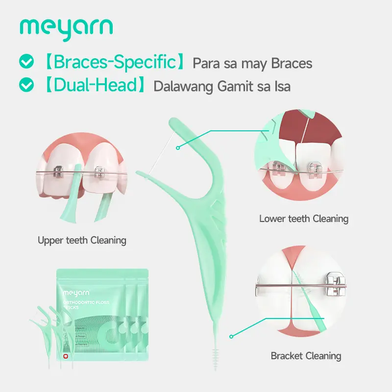 50% OFF [COD]  Meyarn Orthodontic Double-head Dental Floss Stick for Metal braces Clean between teeth 50 Pcs Home Portable Pack Oral Comfort Oral Comfort