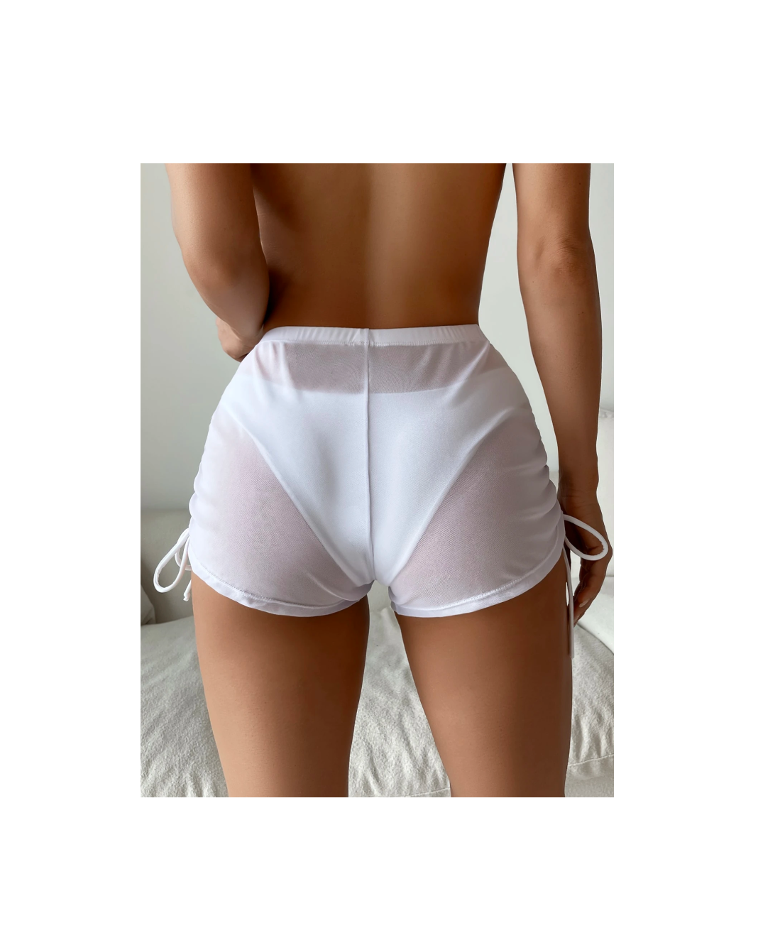 17% OFF SHEIN Swim Summer Beach Mesh Drawstring Cover Up Shorts