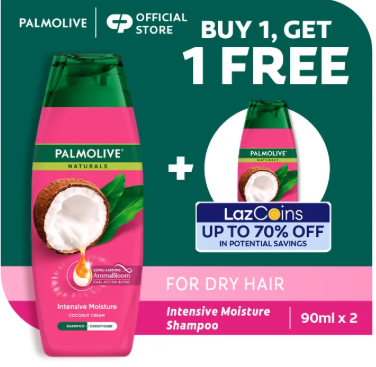 4% OFF [BUY 1, FREE 1] Palmolive Naturals Intensive Moisture Shampoo - with Coconut Cream, for Dry Hair, 90ml x2