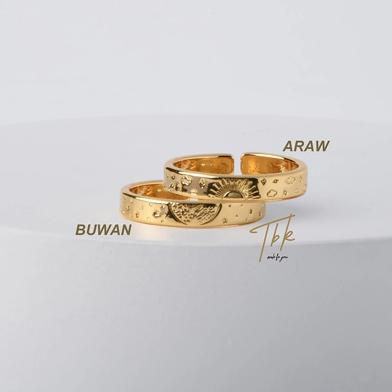 78% OFF TBK Araw At Buwan Rings 18K Gold Sun and Moon Lover Wedding Couple Ring 793R