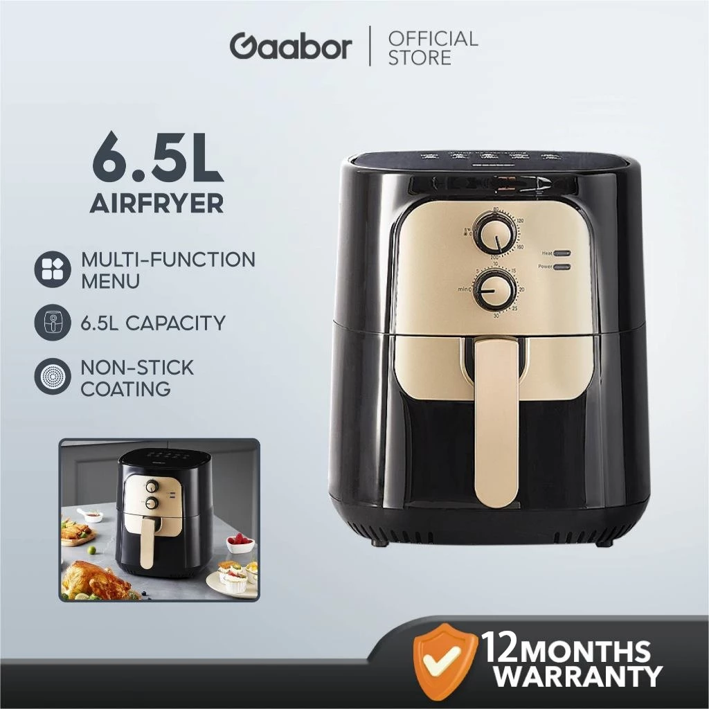 39% OFF Gaabor Air Fryer Big Capacity Dual Control Knobs Non-Stick Coating & 8 Multi-Function Menu 6.5L