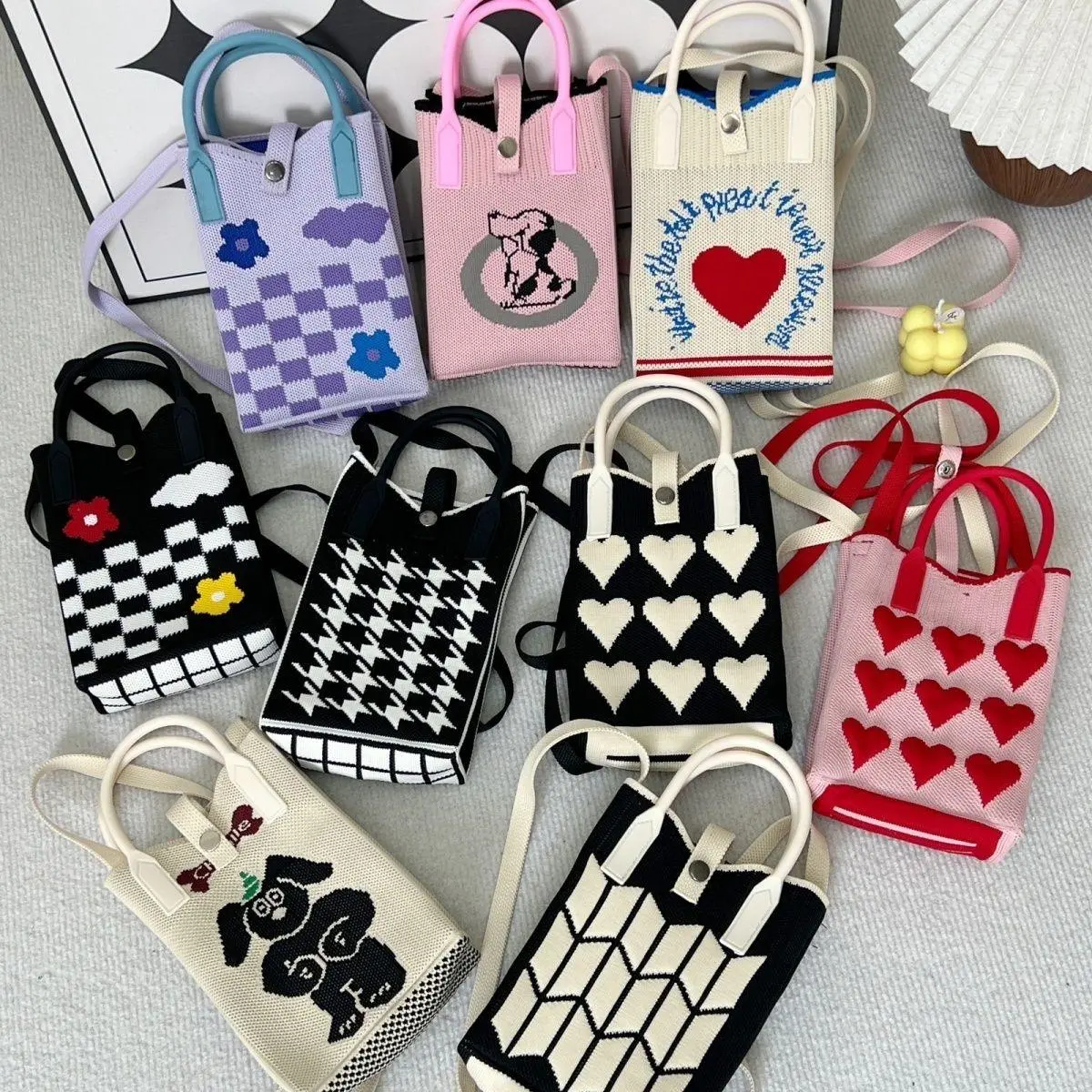 81% OFF Yomi Women Knitted Bag Ins Korean Design Cute Phone Bag Pouch Reusable Sling bag Crossbody Bag