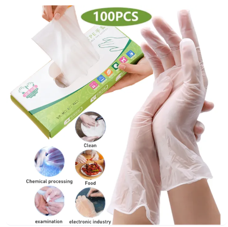 50% OFF 100Pcs Latex Gloves Kitchen TPE Disposable Gloves Transparent Protective Gloves Cleaning for Kitchen