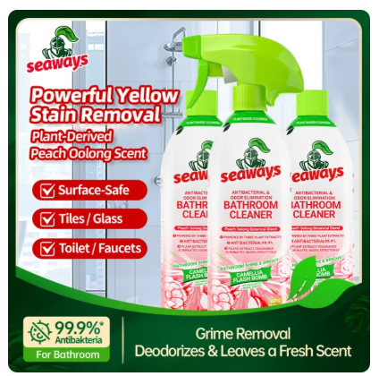 49% OFF Seaways PINK-Bathroom Disinfect& Deodorize Cleaner (480g),99.9% antibacterial Peach Oolong Fragrance