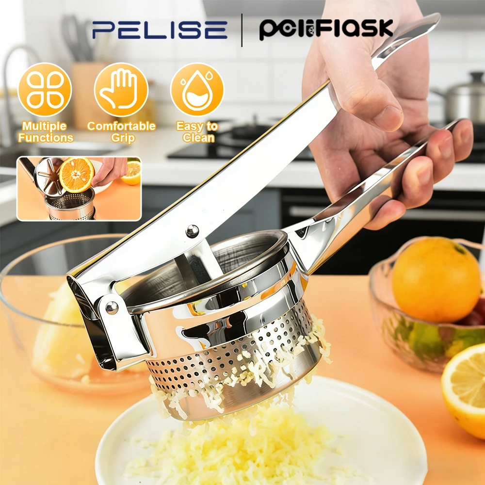 65% OFF Pelise Stainless Steel Hand Press Juicer, Potato Masher, Food Grinder, Fruit Squeezer