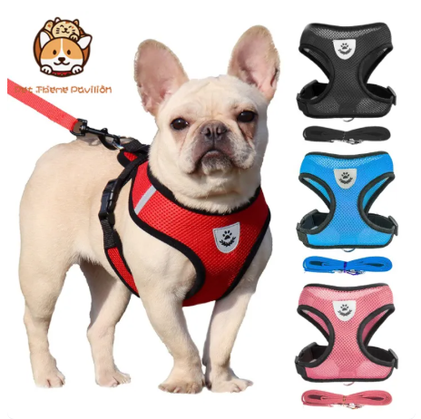 70% OFF Pet Leash Dog Harness Leash Mesh Collar Leash Strap Complete Set Pet Adjustable Leash Belt Traction Rope Pet Training Supplies