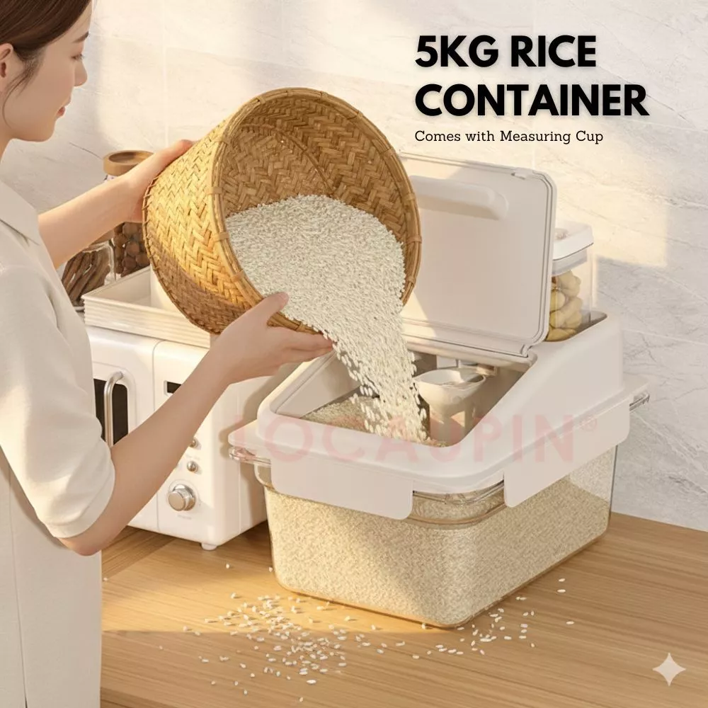 52% OFF LOCAUPIN 5kg Rice Container Flip Cover Multi-Grain Storage Pantry Organizer