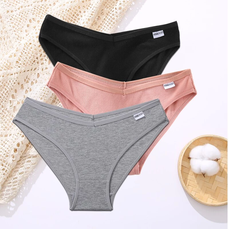 58% OFF Finetoo Lingerie Sexy Women Cotton Briefs Underwear Underpants 8 Solid Color Soft Woman Panties Intimates M-Xl 3pcs/Set