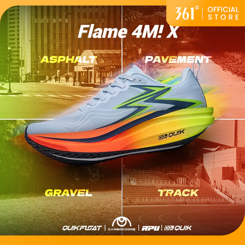 【Restock | 20KM+ 】361Degrees Flame 4 Mix Men Running Shoes Professional One-Piece Carbon Plate Breathable Heat-dissipating...
