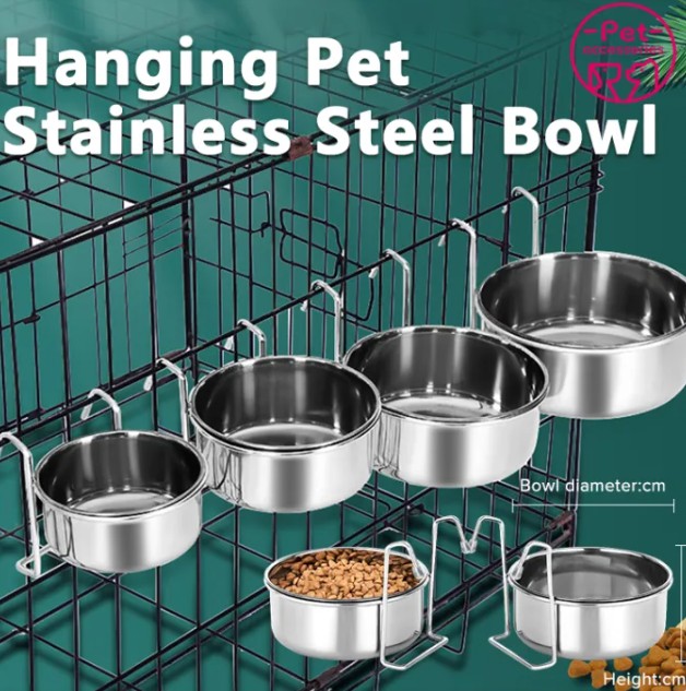 62%OFF Pet Hanging Stainless Bowl with Metal Hook for Dog Water Feeder Food Feeder