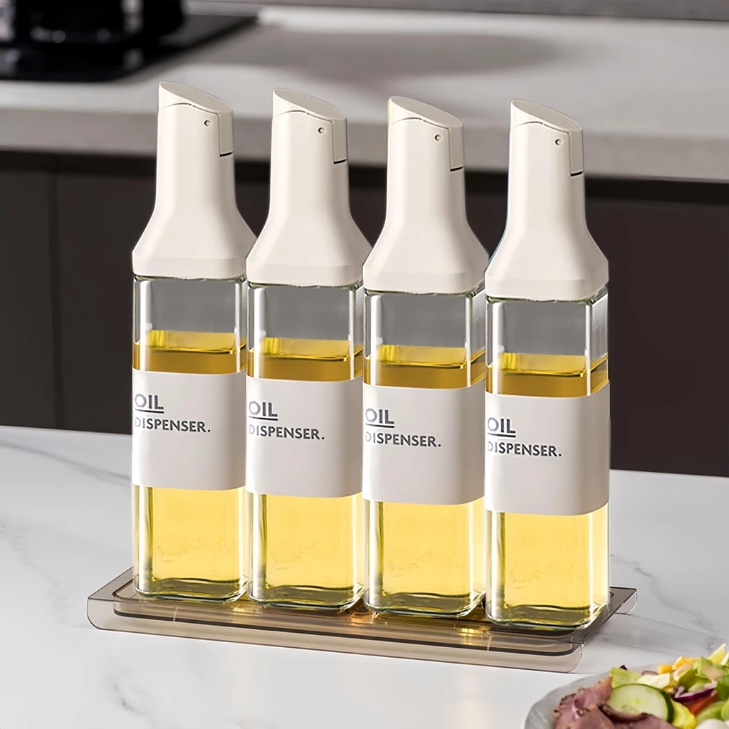 50% OFF 500ml Glass Oil Bottle Oil Dispenser Seasoning Spoon Bottle Condiments Jar Seasoning Container