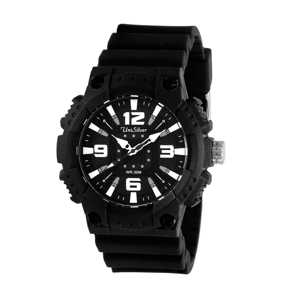 58% OFF UniSilver TIME Black with White Dial Men's Rubber Watch KW5160-1001