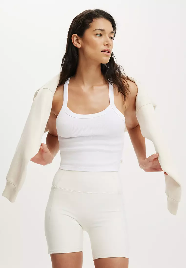 56% OFF Active Rib T-Bar Cropped Tank Top
