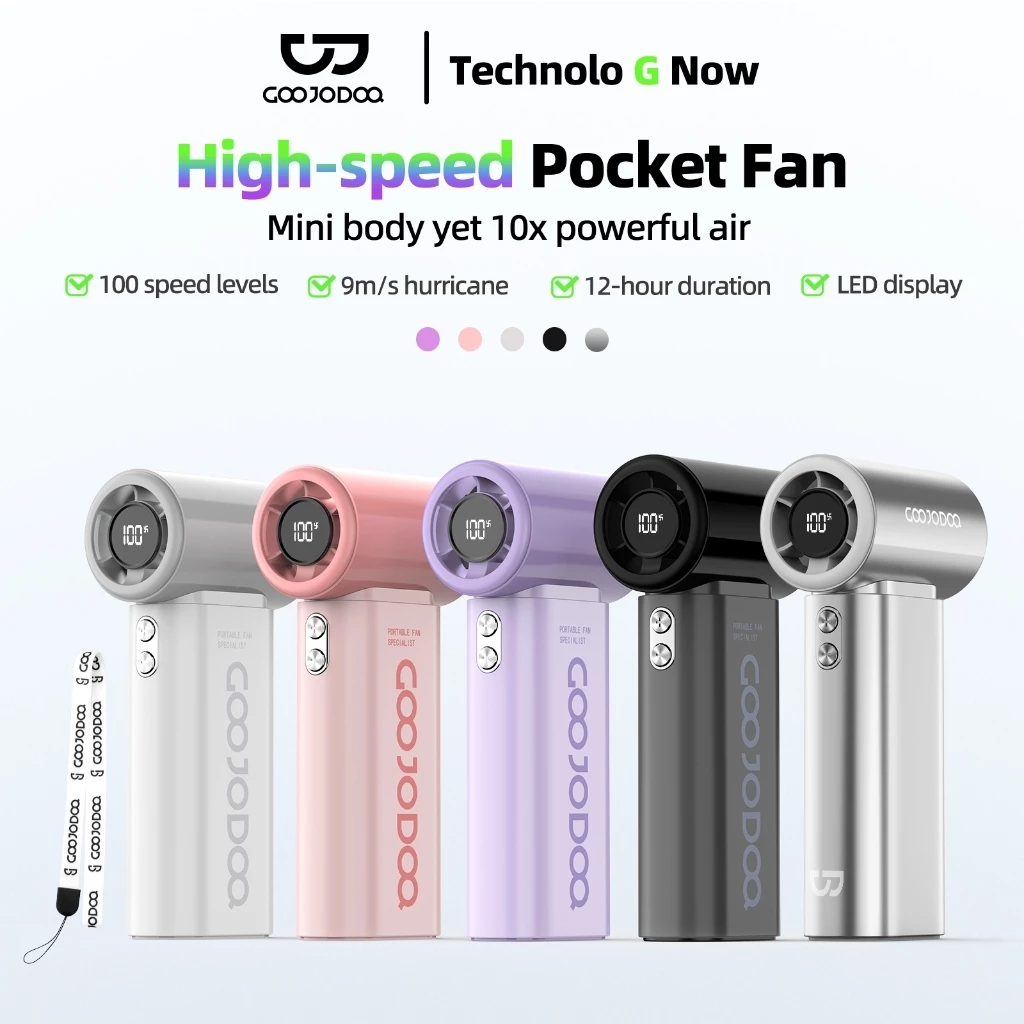 48% OFF GOOJODOQ Fan GFS007 Turbo Mini Fan Rechargeable Handheld Portable Strong Wind Jet Hand Kids School