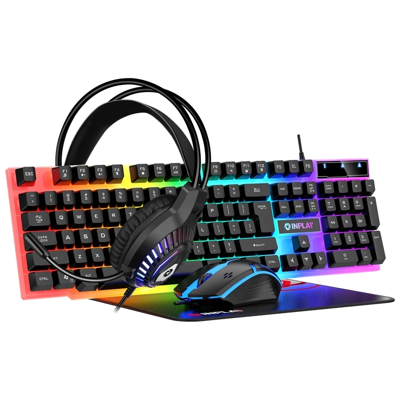 6% OFF Inplay STX240+ 4 in 1 Gaming Keyboard Mouse Set With Headset Mouse Pad Combos Set For PC Laptop