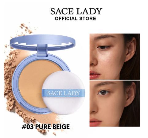 72% OFF 【NEW COLOR】SACE LADY Oil Control Face Powder Waterproof Long-lasting Setting Powder Light Face Compact Powder With Mirror+Puff