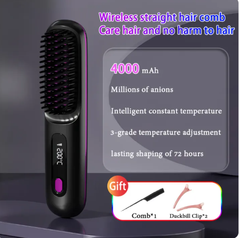 54% OFF 2 in1 Portable Straight hair comb Wireless Hair Straightener Comb Negative Ion Hair Fast Heating Wireless Hot Curler USB Hair Iron Anti Scald Ionic Hair Brush Hair Comb