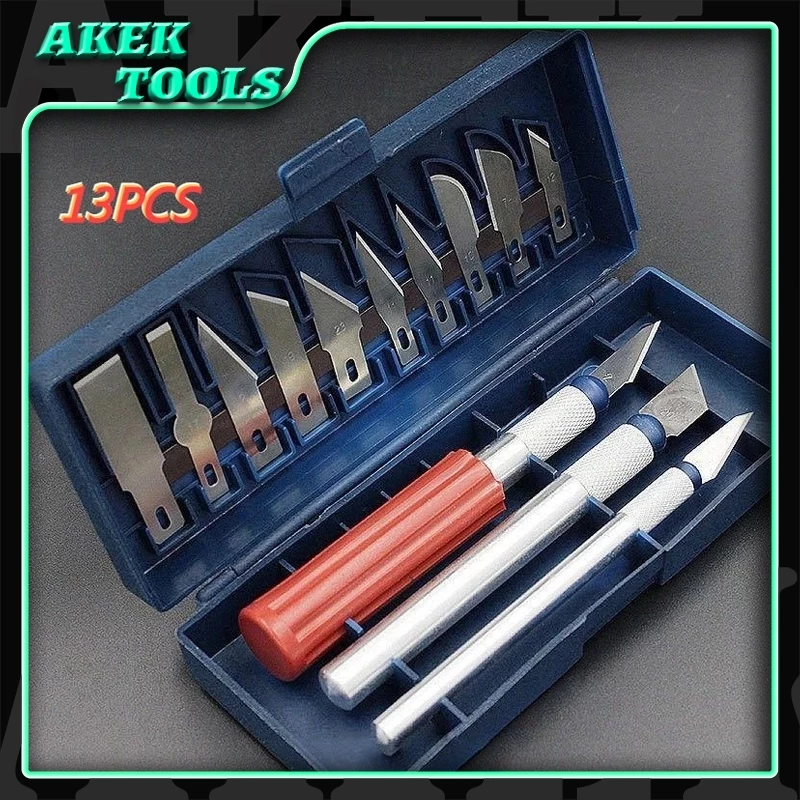 34% OFF 13pcs Utility Precision Knife Set Tool Paper Stencil Carving Wood Carving Knife Kit