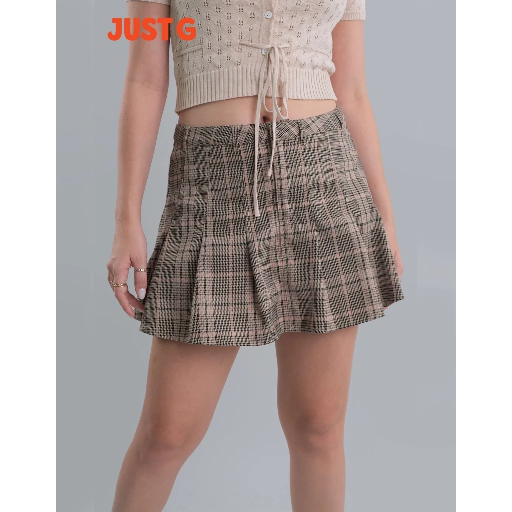 46% OFF Just G Houndstooth Mid Waist Pleated Mini Skort