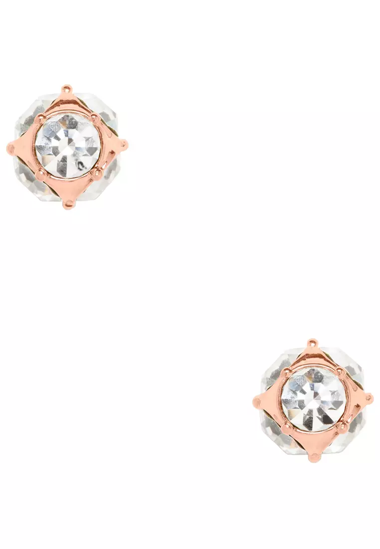 63% OFF Kate Spade Lady Marmalade Studs Earrings in Clear/ Rose Gold o0ru1147