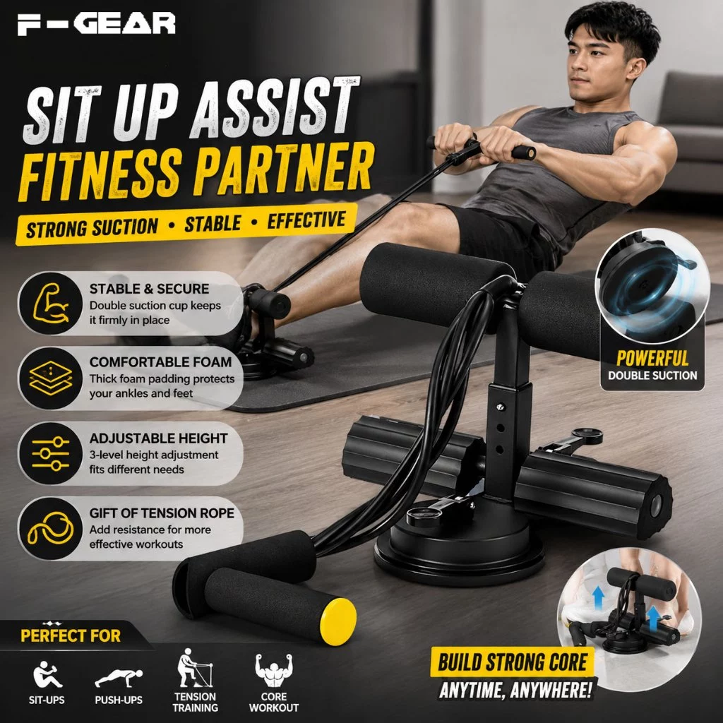 52% OFF F-GEAR Sit-Up Assistant Bar Double Suction Cup for Ab Workout, Core Training & Home Fitness