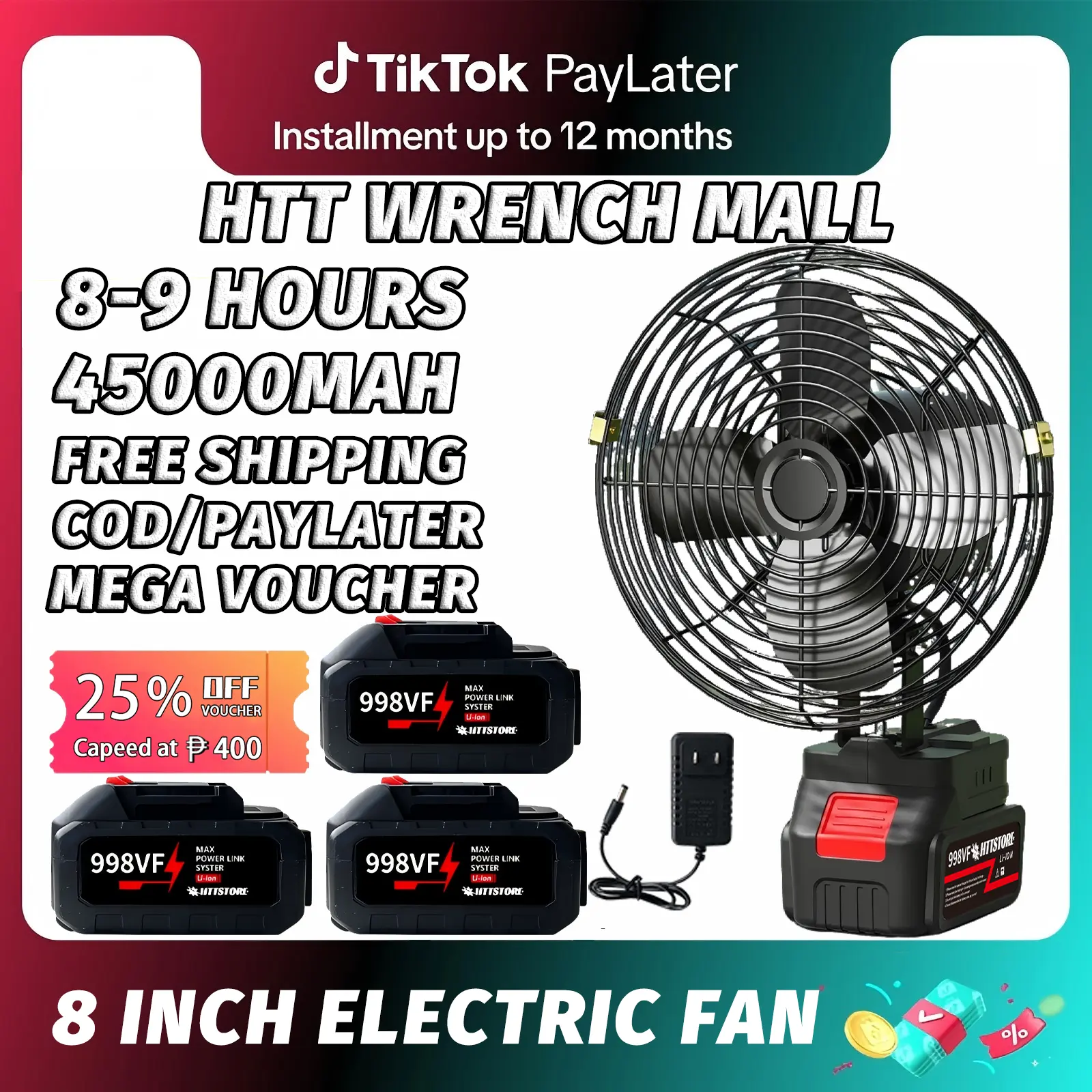 75% OFF 8 inch Cordless Fan Adjustable Lithium Electric Fan Rechargeable Table Fan Portable Electric Fan Long Lasting Battery Fan Mini Fan Battery Makita Pin Camping Outdoor Metal Mobile Usb Blades Low Noise Fan
