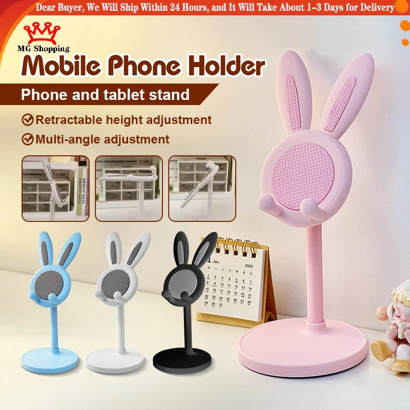 56% OFF Cute Bunny Phone Stand Adjustable Height Angle Desktop Holder Cell Phone Stand For Phone Tablet