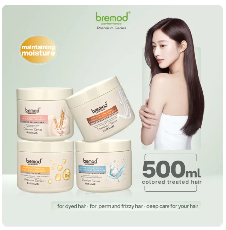 60% OFF Bremod Premium Series Intensive Cocoa Butter Hair Mask Wheat Protein B5 Collagen Argan Oil Moisturize Repair Damage 500ml BR-H046/BR-H047/BR-H048/BR-H049