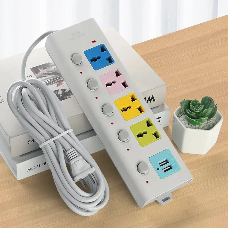 79% OFF Socket High-power Multi-switch Socket 9 Outlet with 2USB Extension Cord Socket Universal Socket Individual Switched Electric Tabletop Power Strip