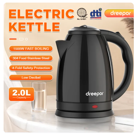 61% OFF Dreepor Household Electric Kettle Stainless Steel Electric Kettle 2.0L Double Layer Anti-scalding Automatic Heat1500W Steam Sensor Switch Boil and Stop Anti-dry Protection