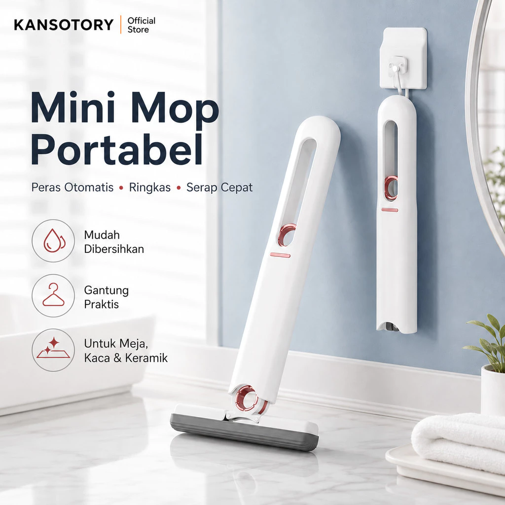 44% OFF Kansotory - Mini Mop Portable PVA Sponge Hand Squeeze Mop for Glass Kitchen Bathroom