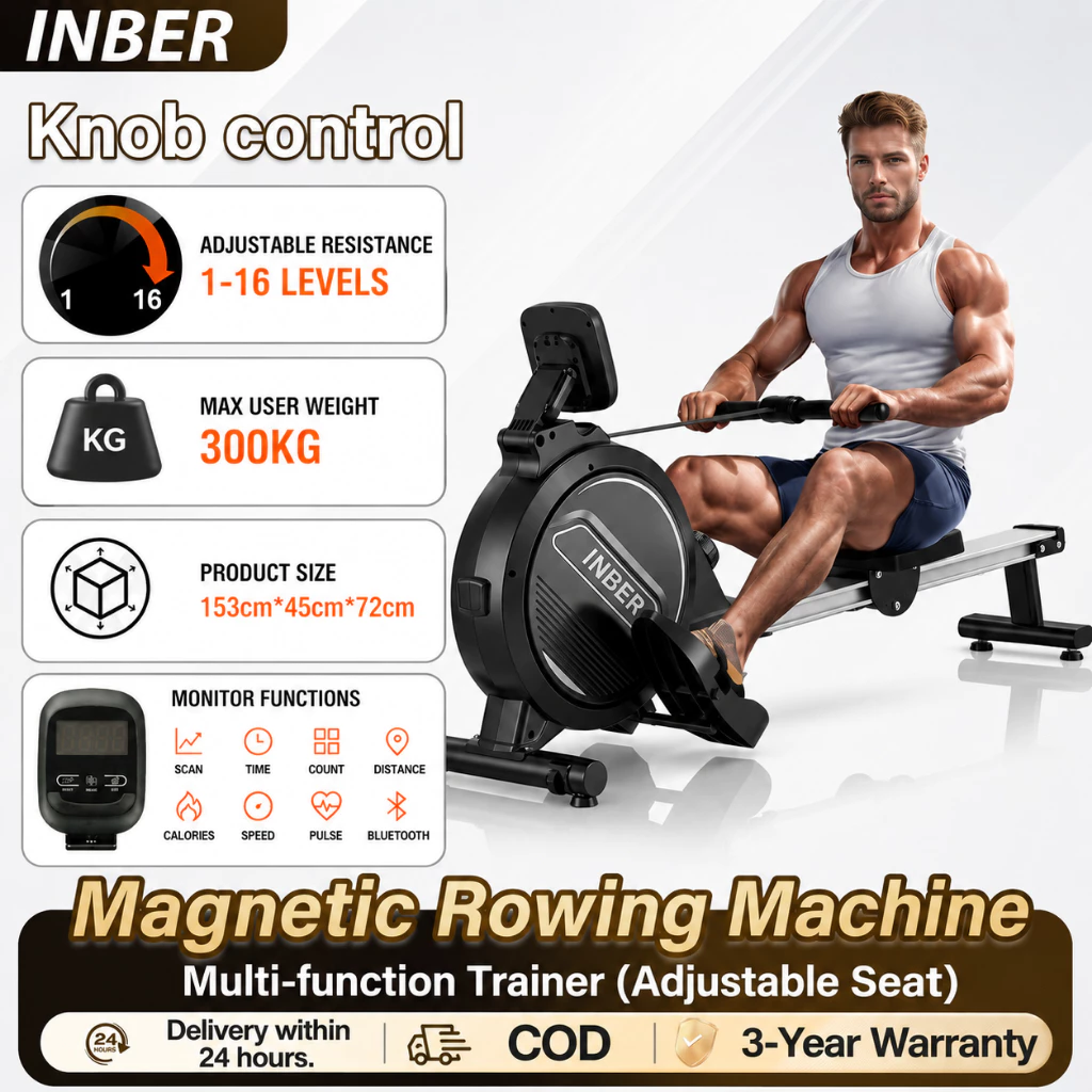 47% OFF INBER Rowing Machine 1-32 level Adjustable Resistance Rower with LED Monitor Fitness Equipment