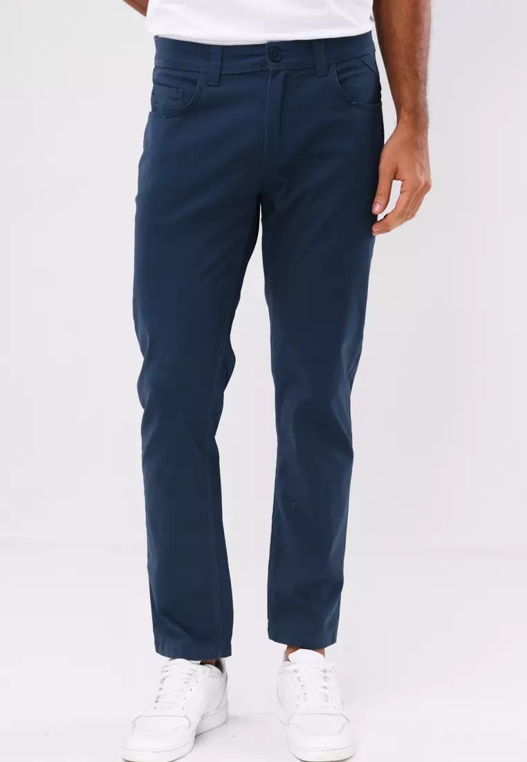 62% OFF Colored Long Pants Slim Tapered Stretch