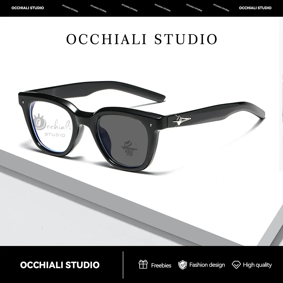 72% OFF【With Free Bag+Glass Cloth】Occhiali Studio 3 in 1 New Fashionable and Personalized Anti Radiation  Photochromic Eyeglasses Suitable for Men and Women's OSG26A