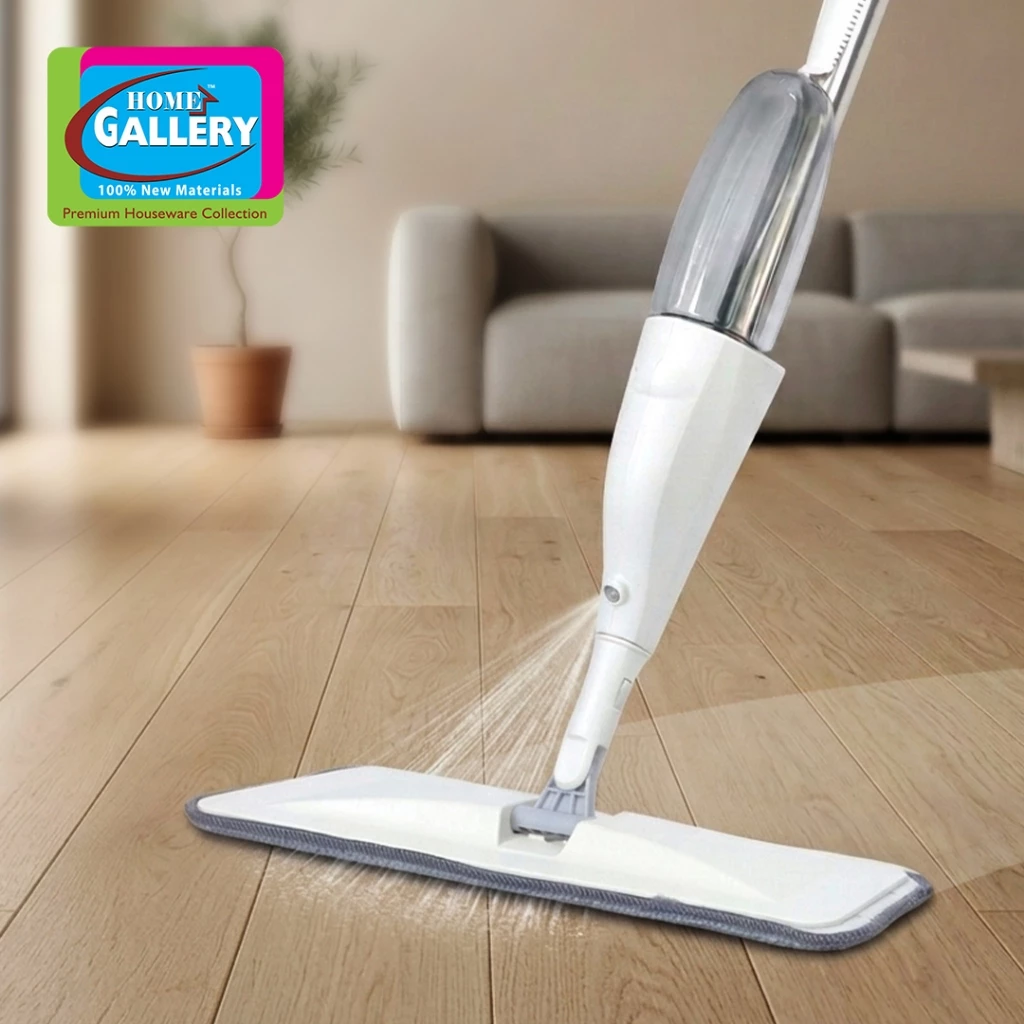 68% OFF Home Gallery Flat Mop with Sprayer 360° Swivel Rotation 350ml Quick-Fill Tank Wide Spray Coverage