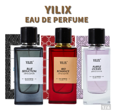 50% OFF YILIX Eau de Perfume - 105ml Oil Based Limited Edition Body Spray - Long Lasting Pour Homme Fragrance - Natural Scent - Blue Seduction, Red Romance, Purple Ocean