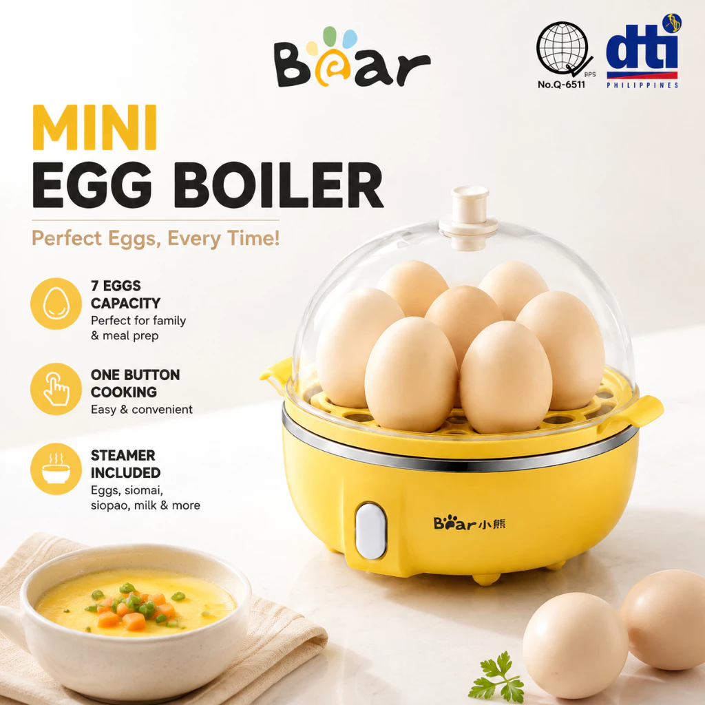 40% OFF Bear Mini Electric Egg Boiler 7 Eggs Portable Food Steamer 360W Multi Function Cooker for Egg Siomai Milk Pasta Dorm Kitchen